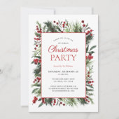 Rustic Warm Red Winter Holiday Party Kaart (Voorkant)