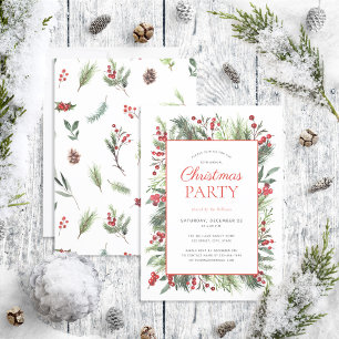 Rustic Warm Red Winter Holiday Party Kaart