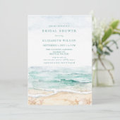 Rustic Watercolor Beach Bridal Shower Kaart (Staand voorkant)