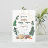 Rustic Watercolor camper première invitation anniv (Debout devant)
