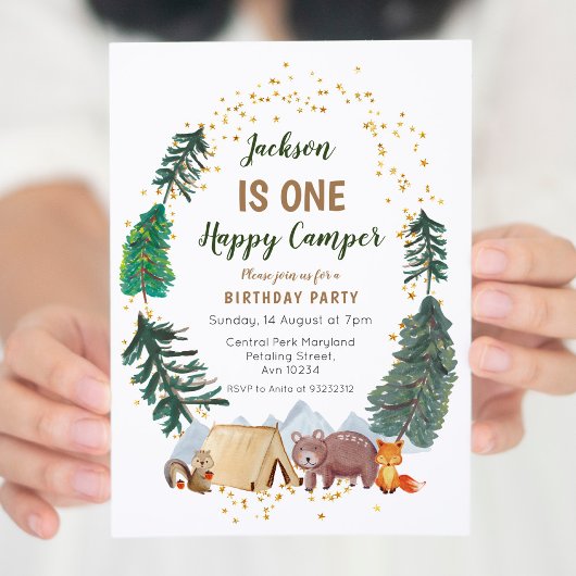 Rustic Watercolor camper première invitation anniv