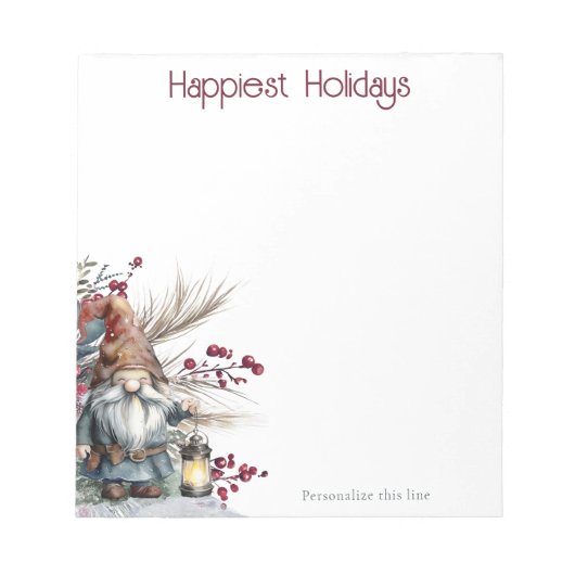 Rustic Watercolor Christmas Gnome Personalized Notitieblok (Voorkant)