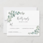 Rustic Watercolor Eucalyptus Greenery Wedding RSVP Kaartje (Voorkant)
