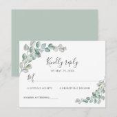 Rustic Watercolor Eucalyptus Greenery Wedding RSVP Kaartje (Voorkant / Achterkant)