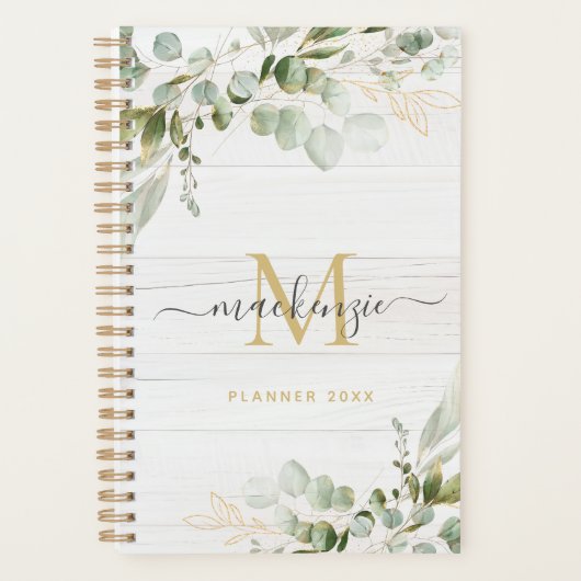 Rustic Watercolor Eucalyptus Monogram (Devant)