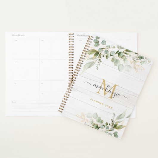 Rustic Watercolor Eucalyptus Monogram (Devant avec enveloppe)