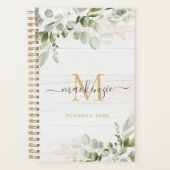 Rustic Watercolor Eucalyptus Monogram Planner (Voorkant)