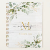 Rustic Watercolor Eucalyptus Monogram Planner (Voorkant)