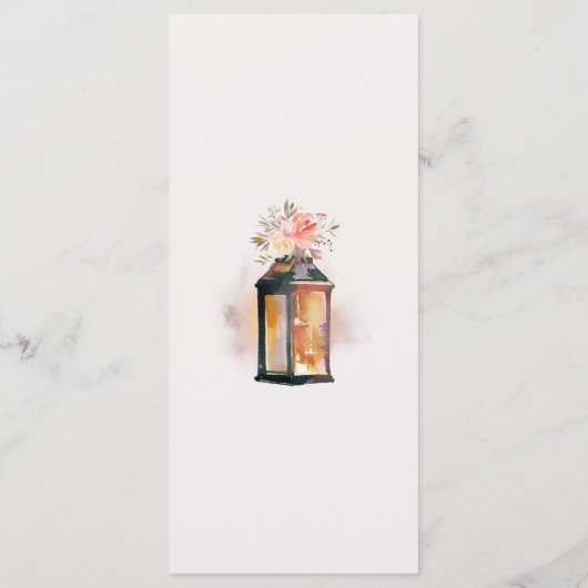 Rustic Watercolor Floral Lantern Menu Mariage (Dos)