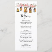 Rustic Watercolor Floral Lantern Menu Mariage (Devant)