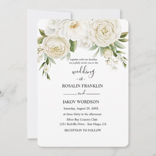 rustic watercolor floral wedding  kaart (Voorkant)
