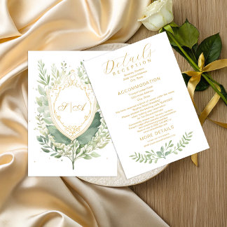 Rustic Watercolor Greenery Wedding Details Informatiekaartje