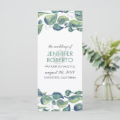 Rustic Watercolor Krans Bladeren Huwelijksprogramm Programma (Staand voorkant)