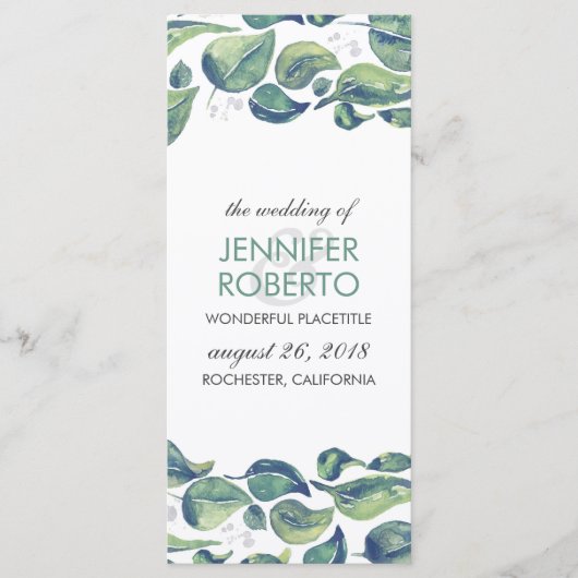 Rustic Watercolor Krans Bladeren Huwelijksprogramm Programma (Voorkant)