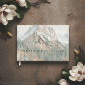 Rustic Watercolor Mountain Copper Brown Wedding