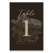 Rustic Watercolor Mountain Wedding Table Number Kaart (Achterkant)