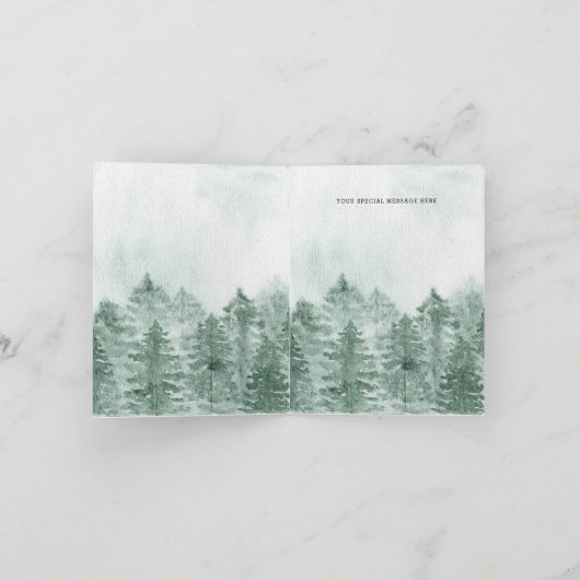 Rustic Watercolor Mountains Pine Carte de remercie (Intérieur)