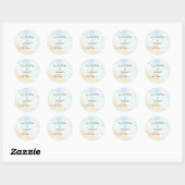 Rustic Watercolor Ocean Sea Summer Beach Wedding Ronde Sticker (Vel)