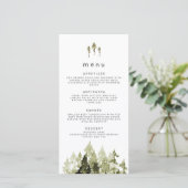Rustic Watercolor Pine Tree Wedding Menu (Debout devant)