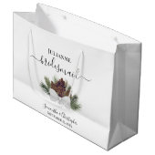 Rustic Watercolor Pinecones Wedding Bridesmaid Groot Cadeauzakje (Voorkant Gekanteld)