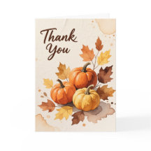 Rustic Watercolor Pompoen Herfst Bedankkaart