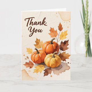 Rustic Watercolor Pompoen Herfst Bedankkaart Kaart