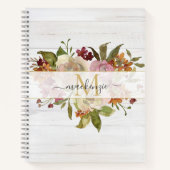 Rustic Watercolor Rose Bouquet Monogram Notitieboek (Voorkant)