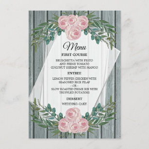 Rustic Watercolor Rose et Mariage de verdure Menu