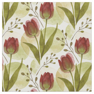 Rustic Watercolor Tulp Bloemmotief MH26 Stof