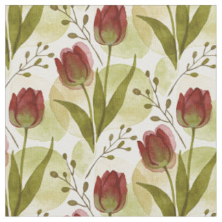 Rustic Watercolor Tulp Bloemmotief MH26 Stof