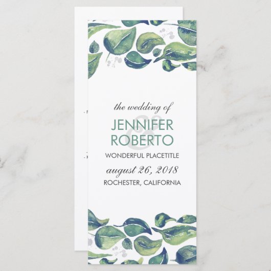 Rustic Watercolor Wreath Programme de mariage des  (Devant / Derrière)