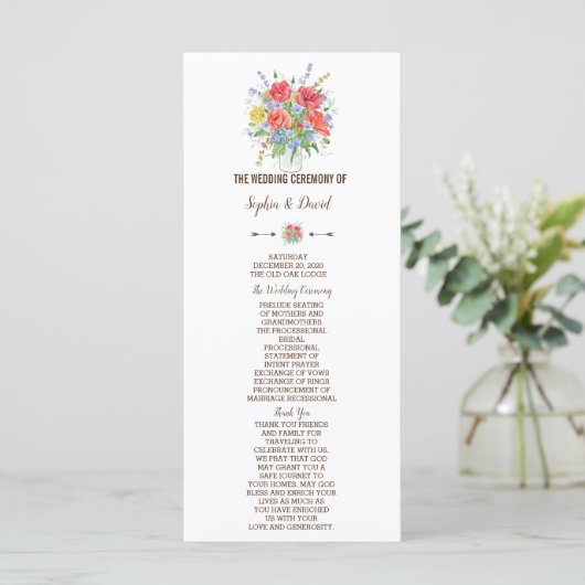 Rustic Watercolour Weide Wilde Bloemen Programma (Staand voorkant)