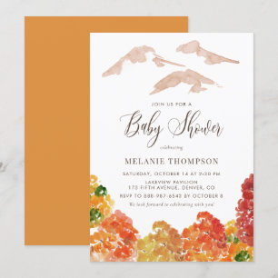 Rustic Waterverf Autumn Forest Herfst Baby shower Kaart