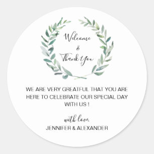 Rustic waterverf bladeren bruiloft Welkom Ronde Sticker