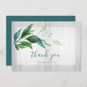 Rustic Waterverf Greenery Bedankt voor je kaarten (Voorkant / Achterkant)
