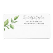 Rustic Waterverf Greenery Business Shipping Etiket (Voorkant)
