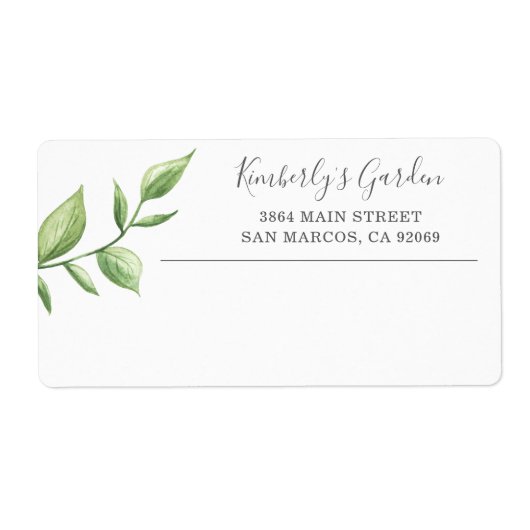 Rustic Waterverf Greenery Business Shipping Etiket (Voorkant)