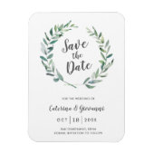 Rustic Waterverf Greenery Non Photo Save the Date Magneet (Verticaal)