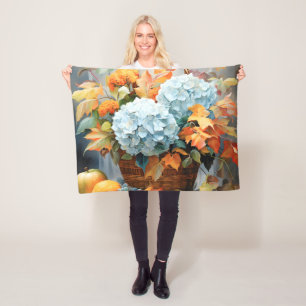 Rustic Waterverf Herfst Bloemstuk Mand Fleece Deken