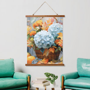 Rustic Waterverf Herfst Bloemstuk Mand Hangend Wandkleed