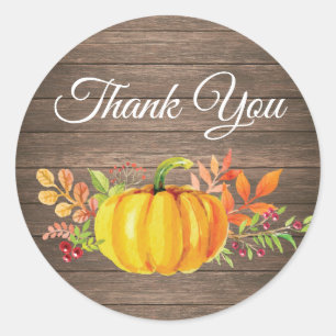 Rustic Waterverf Herfst Pompoen Bedankt Ronde Sticker