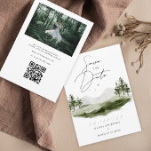 Rustic Waterverf Mountain Forest Wedding Foto Save The Date