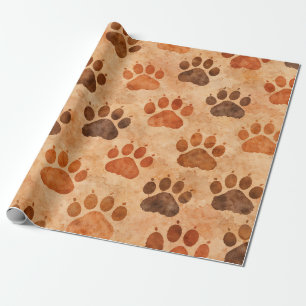Rustic Waterverf Pootafdruk Patroon (1) Cadeaupapier