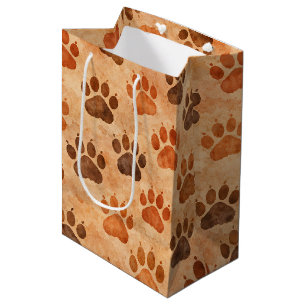 Rustic Waterverf Pootafdruk Patroon (1) Medium Cadeauzakje