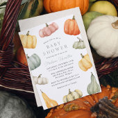 Rustic Waterverf Pumpkin Baby shower Kaart
