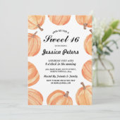 Rustic Waterverf Pumpkin Sweet 16-partijendag Kaart (Staand voorkant)