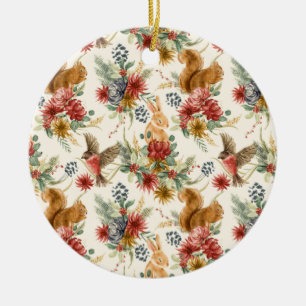 Rustic Waterverf Woodland Animal Pattern Keramisch Ornament