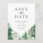 Rustic Waterverf Woodland Forest Save the Date Aankondigingskaart (Voorkant)