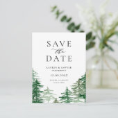 Rustic Waterverf Woodland Forest Save the Date Aankondigingskaart (Staand voorkant)