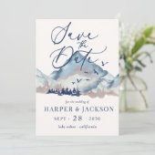 Rustic Waterverf Woodland Forest Save the Date Kaart (Staand voorkant)